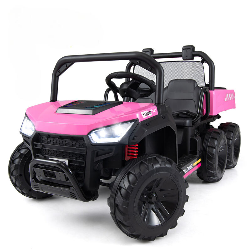2 Seater 24V Ride On Dump Truck 4WD with Electric Dump Bed and Lights for Kids image number 0