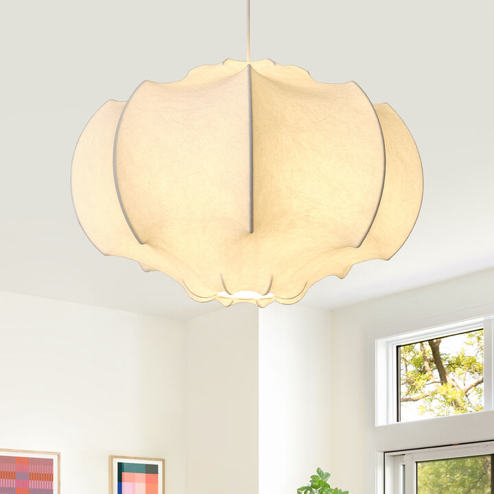 23.6 in 3-Light White Cloud Faux Silk Chandelier