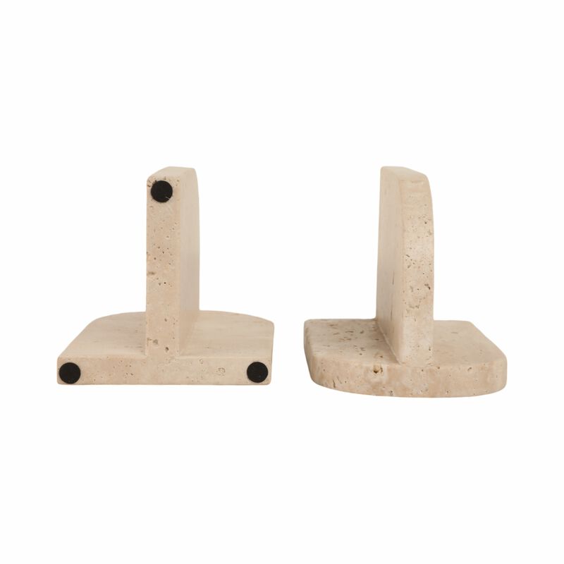 S/2 6" Arched Travertine Bookends, Tan image number 5