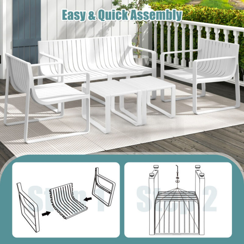 Patio Chairs Set of 2 with Curved Backrests and Seats