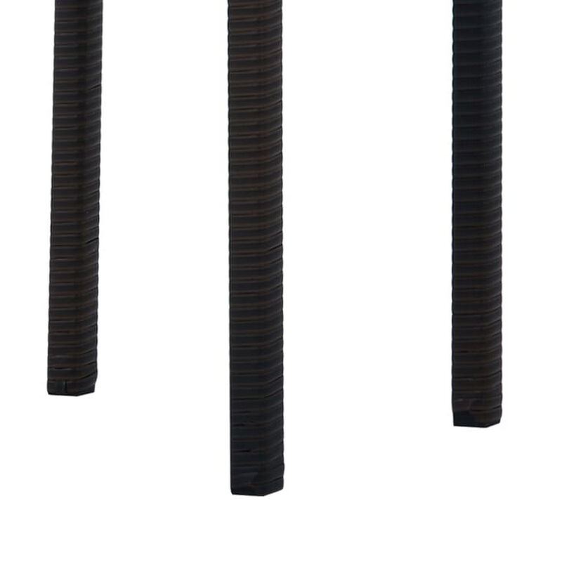 Outdoor Side End Table, 16 Inch Square Top, Woven Brown Poly Rattan - Benzara