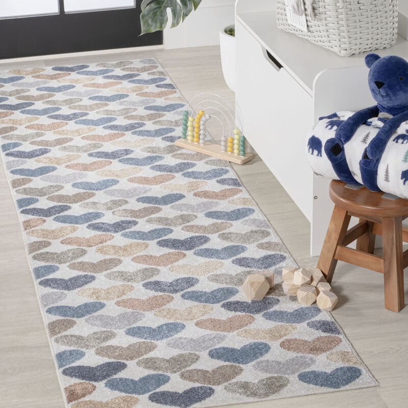 Dila Modern Hearts Geometric Machine-Washable Area Rug