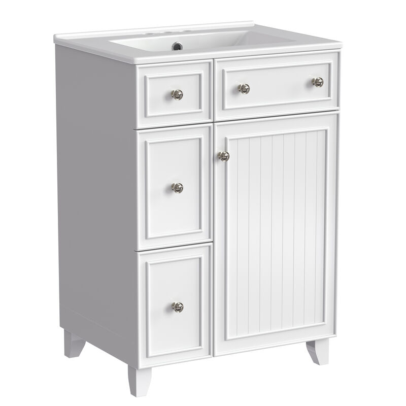 24-Inch Bathroom Vanity Cabinet with space-saving Ceramic Sink