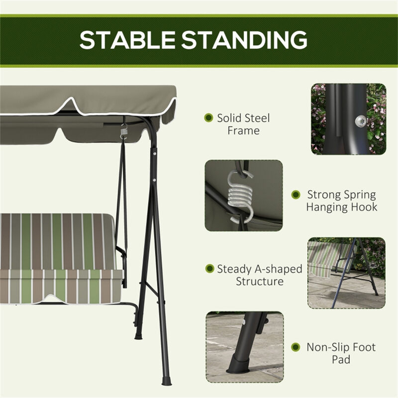 3-Seat Outdoor Swing Chair, Comfortable Patio Swing with Canopy for Yard & Terrace image number 1