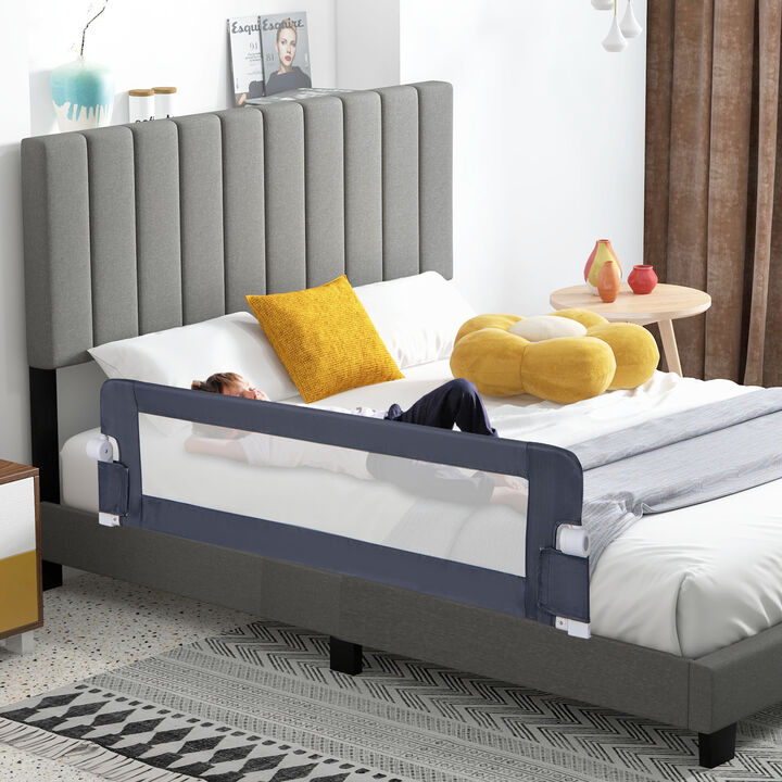 Adjustable Baby Bed Rail with Swing Down Design and Safety Strap for Bedroom