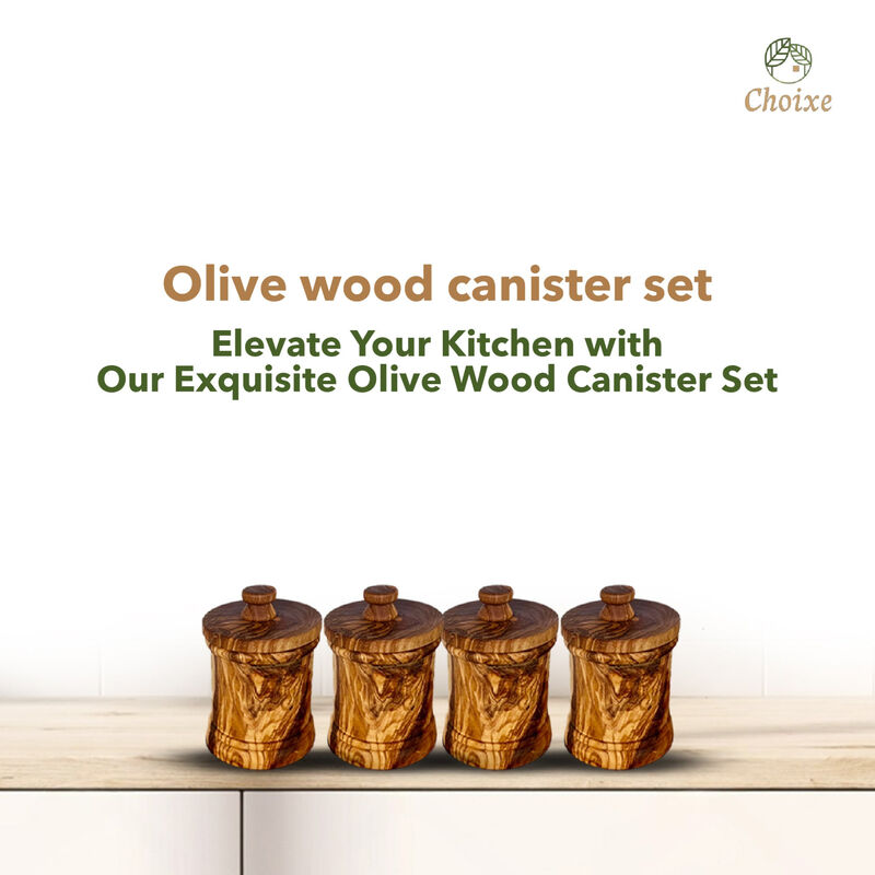 Olive Wood 4-Canister Set plus Base image number 3