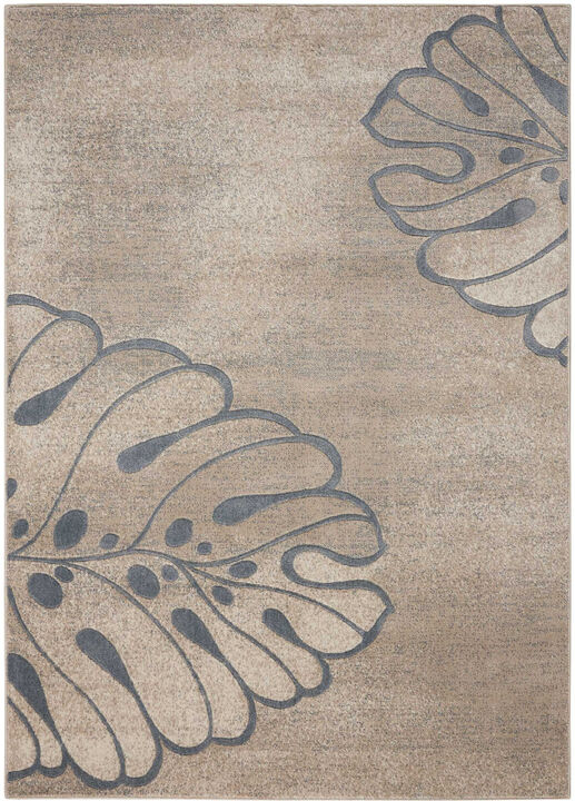 HomeRoots Botanical Leaves Non Skid Area Rug