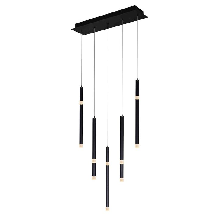 CWI Lighting Flute 5 Light LED Chandelier With Black Finish