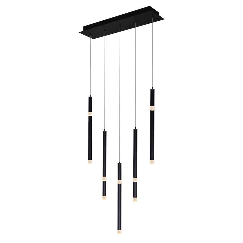 CWI Lighting Flute 5 Light LED Chandelier With Black Finish