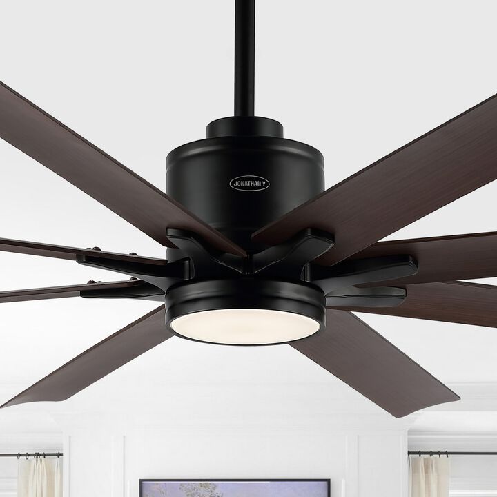 Octo Contemporary Industrial Iron/Plastic Ceiling Fan with Integrated LED Light