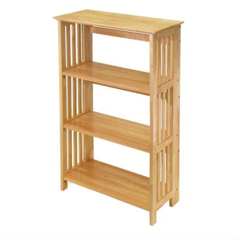 Hivvago 4-Shelf Wooden Folding Bookcase Storage Shelves in Natural Finish