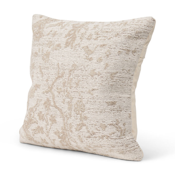 HomeRoots 20" Cream And Beige Abstract Cotton Throw Pillow Cover with Texture