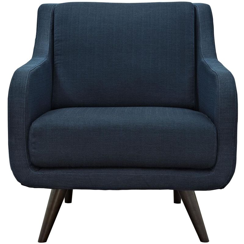 Modway Verve Upholstered Fabric Mid-Century Accent Arm Lounge Chair in Azure