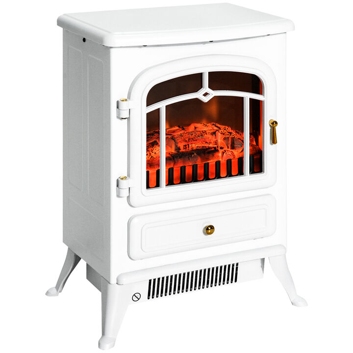 Modern Portable Electric Fireplace Stove Heater w/ Adjustable LED Flame, Red