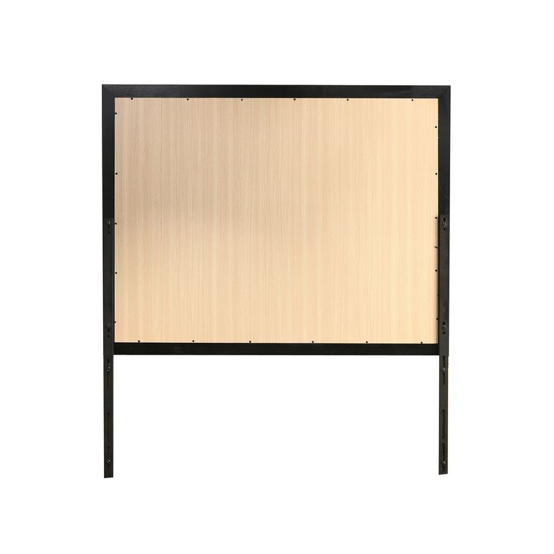 47 Inch Wood Mirror, Landscape Frame, Classic, Black - Benzara