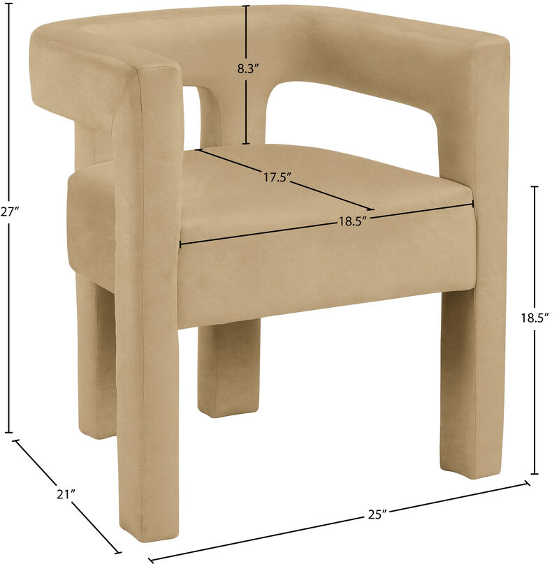 Meridian Furniture Athena Camel Velvet Dining Chair