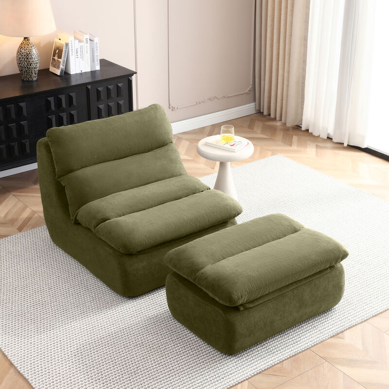 Merax Ergonomic Floor Lounge Sofa with Ottoman image number 2