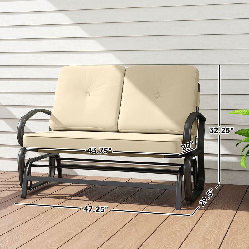 Hivvago 2-Person Outdoor Glider Bench with Cushions image number 2