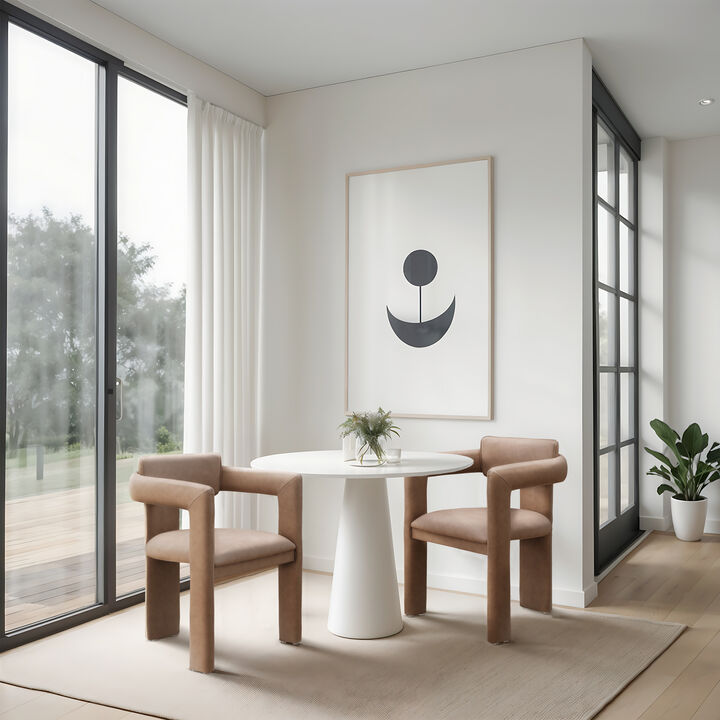 Meridian Furniture Brenda Brown Vegan Leather Dining Chair, Set of 2