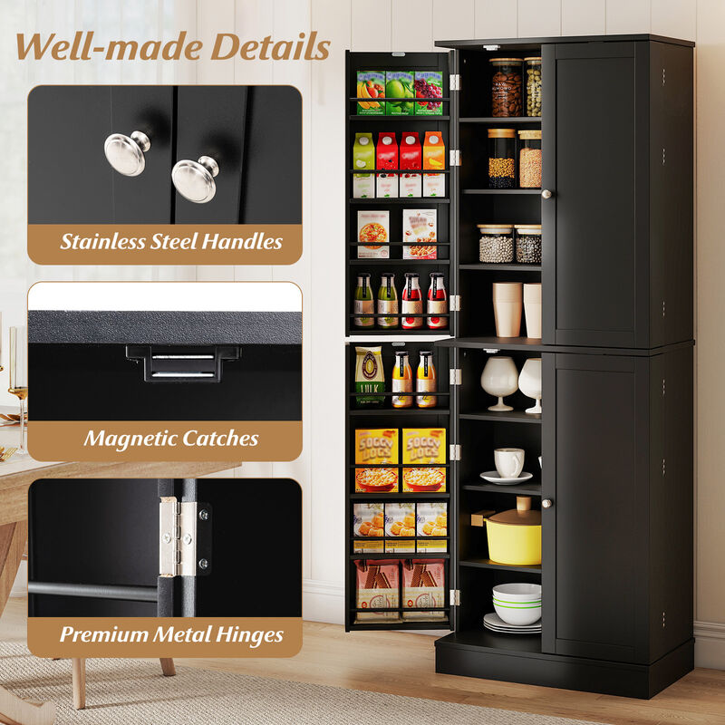 65.5-Inch Tall Kitchen Pantry Storage Cabinet &ndash; Black image number 3