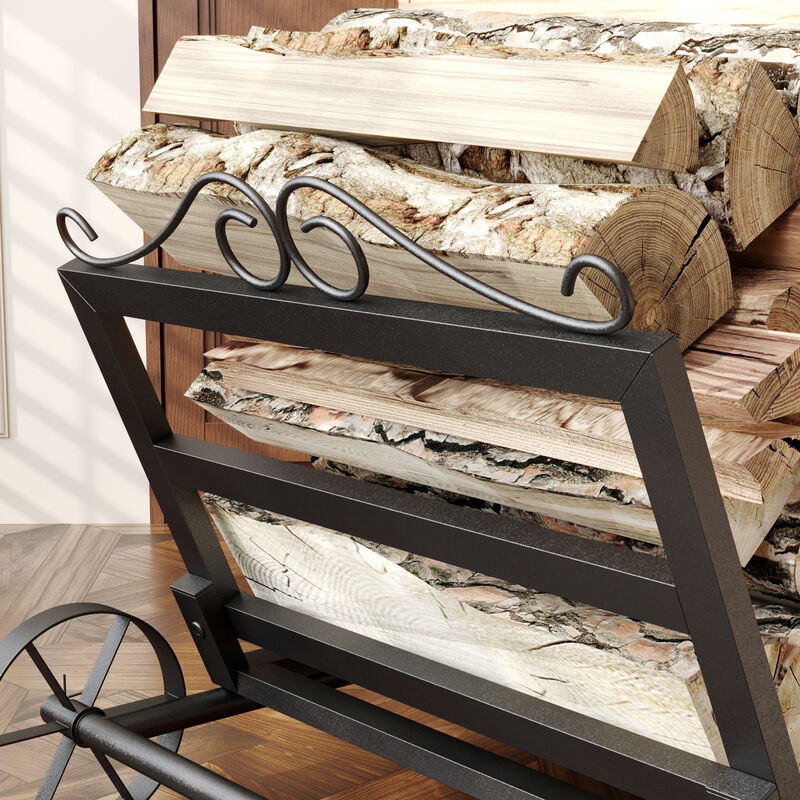 FUFU&GAGA Firewood and Package Holder Welded Steel Multifunctional Storage Rack with 154lbs Capacity 37.7"L x 21"W x 15.7"H