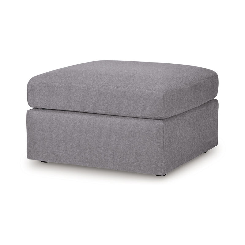 Meso Oversized Square Ottoman, Granite Gray Nuvella Polyester, 32 Inch - Benzara