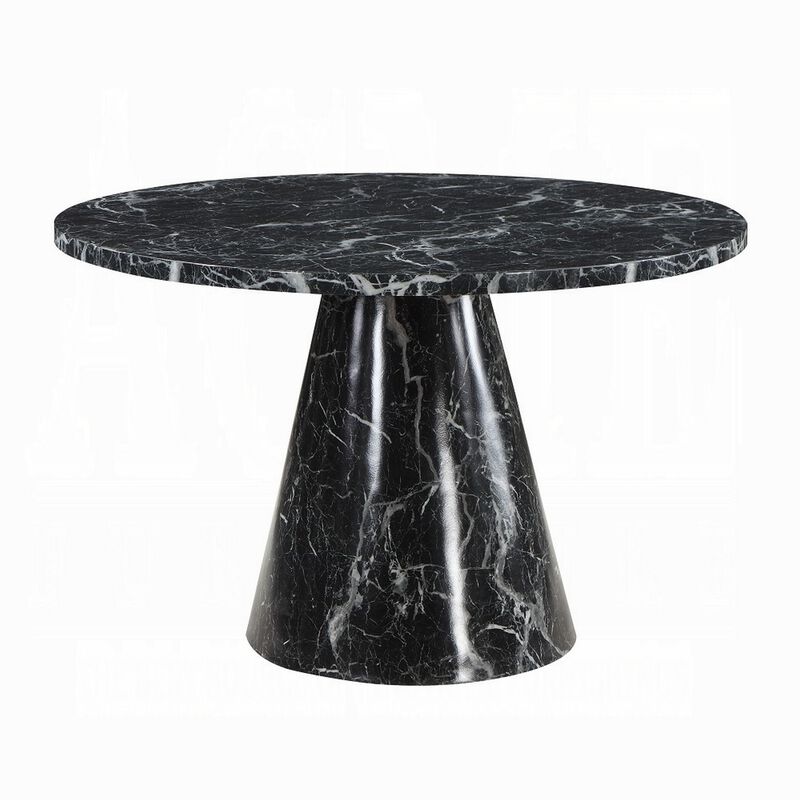 Olivia Dining Table, Pedestal Base, 48 Inch Round Black Faux Stone Top image number 0