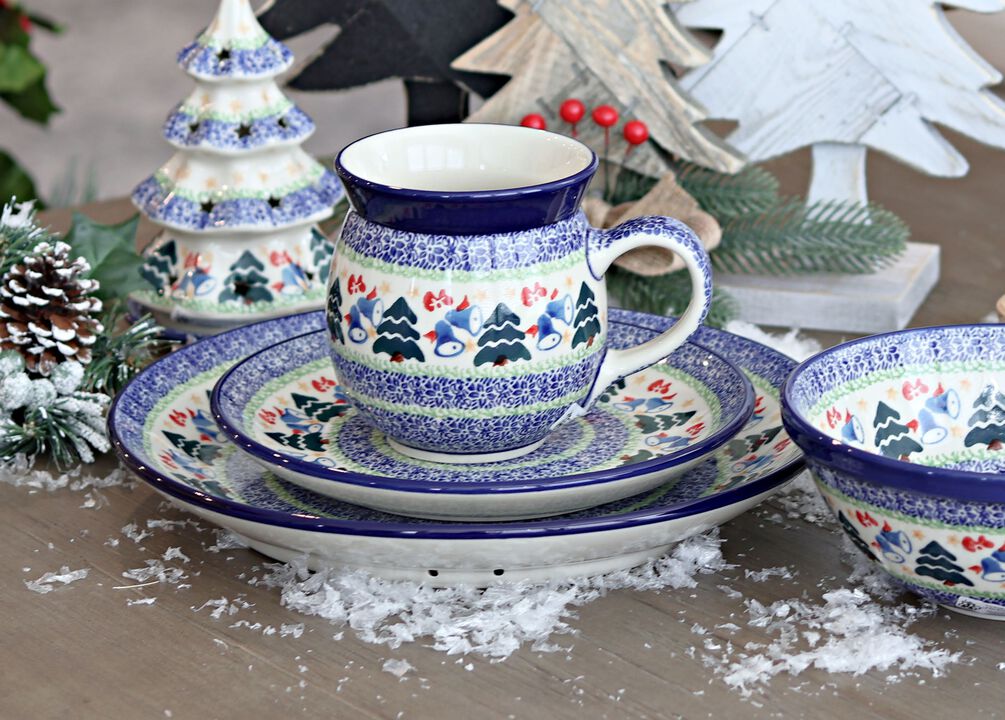 Blue Rose Polish Pottery Day Lily Bouquet Dessert Plate