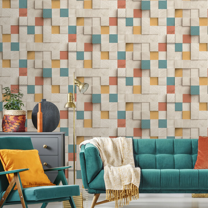 Wood Blocks Wallpaper