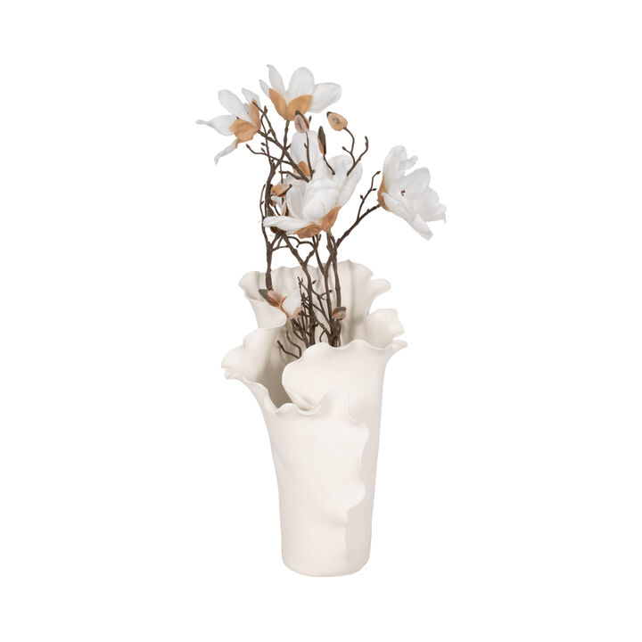 Handmade Flutter Vase, White