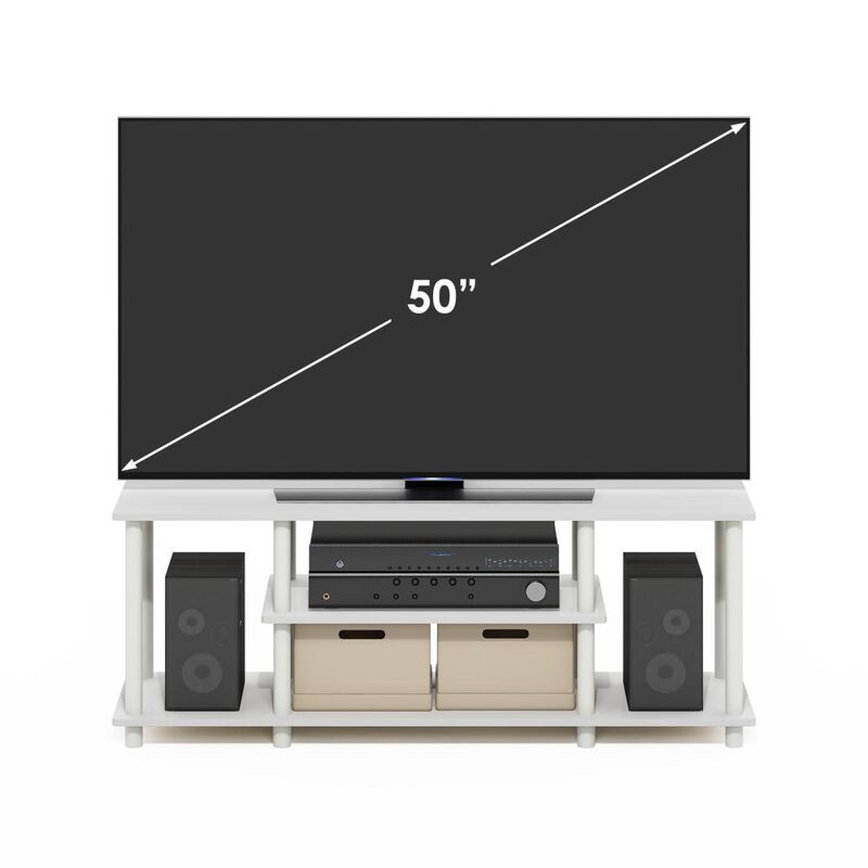 Turn-N-Tube No Tools 3D 3-Tier Entertainment TV Stands, White/White