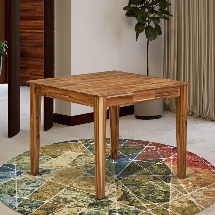 Modern Wood Kitchen Table with Walnut Color Table Top Surface and Asian Wood Kitchen Table Wooden Legs - Walnut Finish