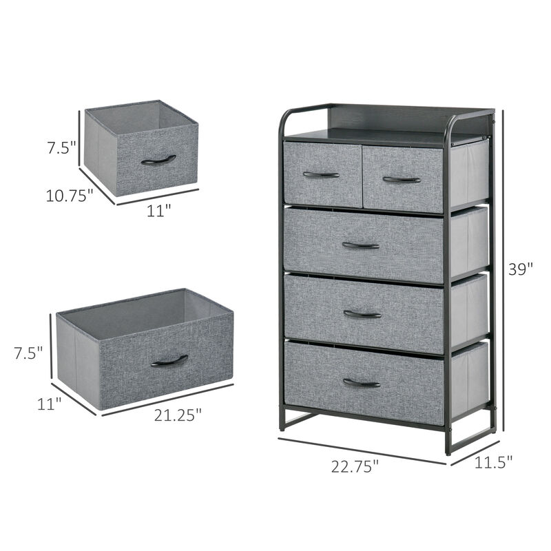 Hivvago 5-Drawer Fabric Dresser Organizer with Steel Frame image number 2