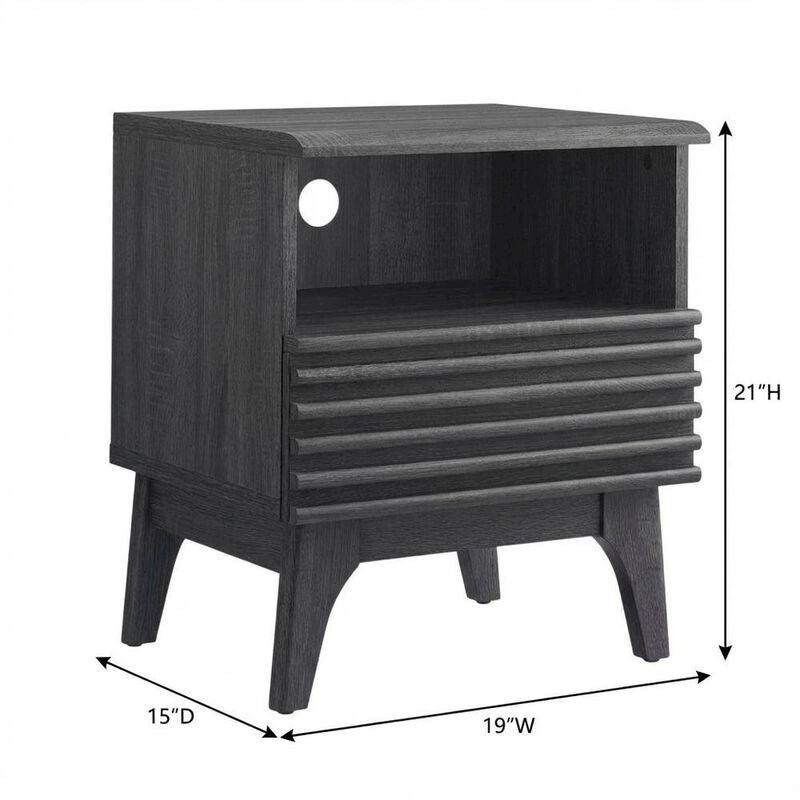 Nightstand in Gray Tone with Contemporary Design, Sturdy Base, Sleek Finish image number 1