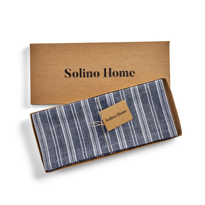 Solino Home 100% Pure Linen Table Runner - Chelsea Stripe