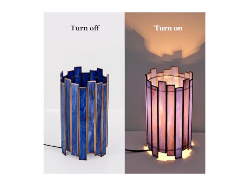 Tiffany Style Stained Glass Table Lamp For Living Room Bedroom Desk Blue image number 1