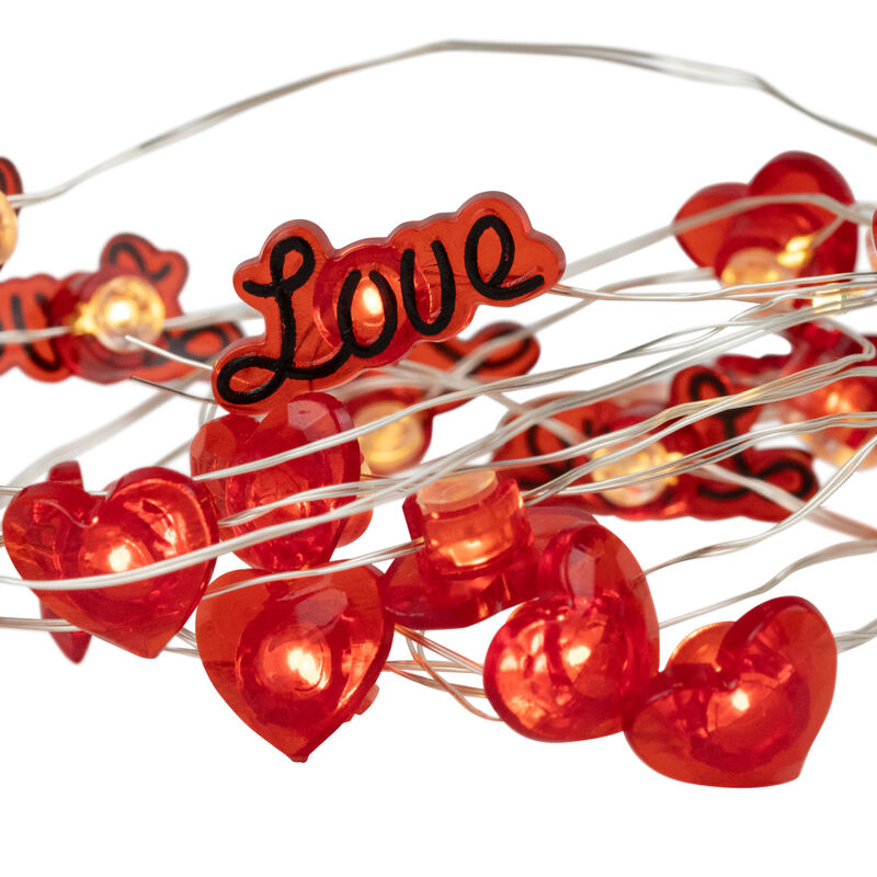 20-Count Red Valentine's Day Love and Heart LED Fairy Lights  6.25ft  Copper Wire