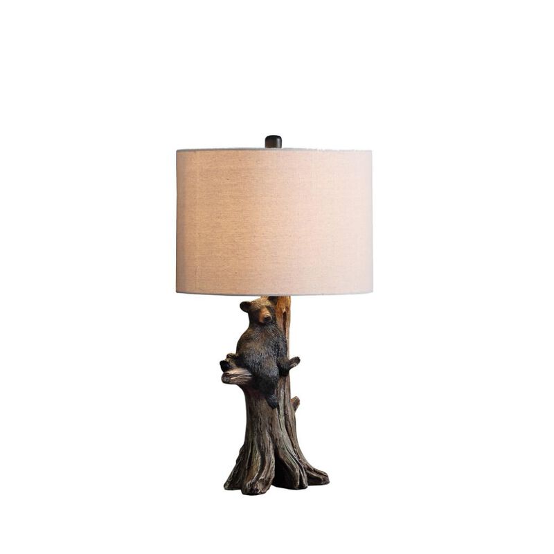 Hivvago 25" Black Blear in a Tree  Table Lamp With Beige Shade