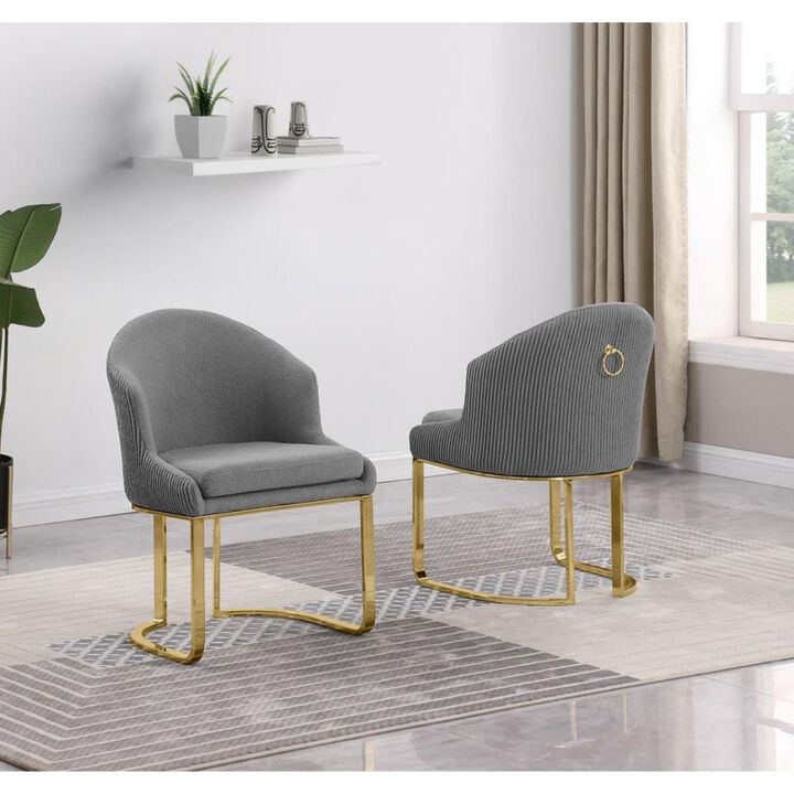 Best Quality Furniture Gray With Gold Side Chairs, Set Of Two