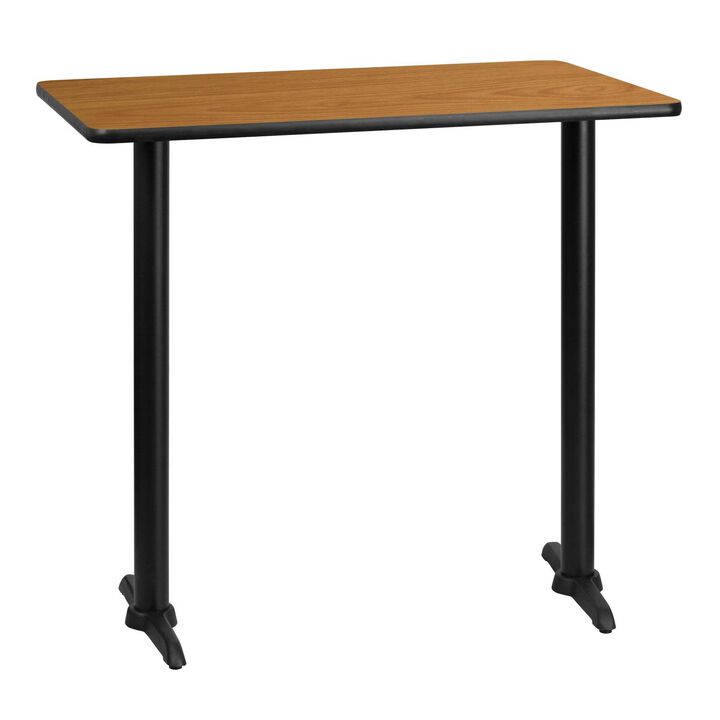 Flash Furniture Stiles 30'' x 42'' Rectangular Natural Laminate Table Top with 5'' x 22'' Bar Height Table Bases