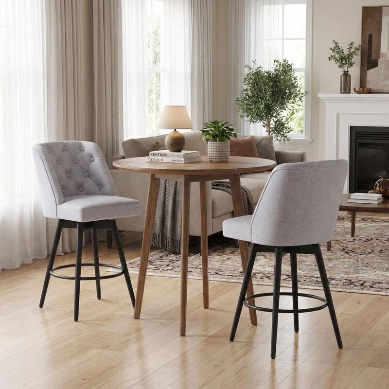 2‑Pack Swivel Bar Stools with Backs &ndash; 26" Counter Height, Modern Kitchen Island Chairs for Home Bar & Kitchen image number 4