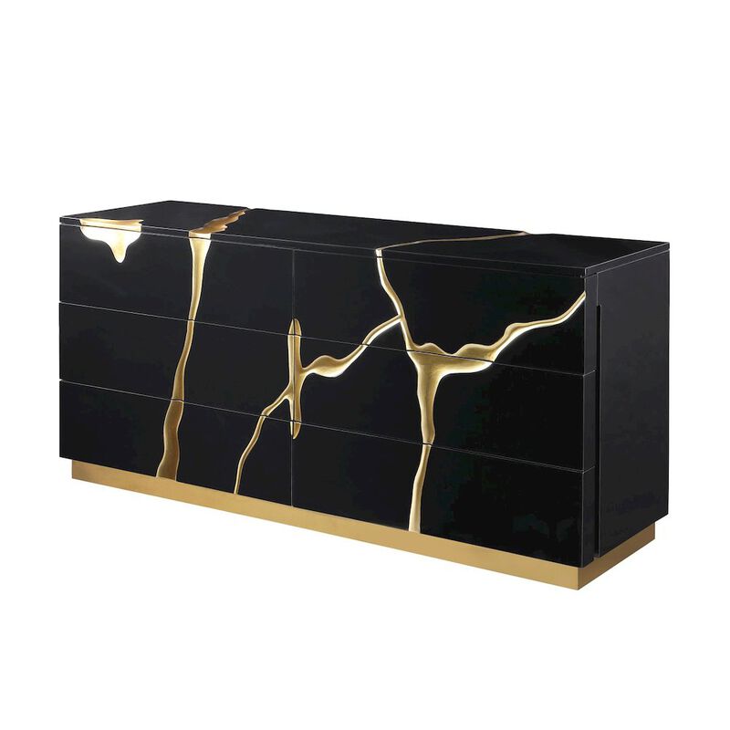 Modern Lacquered Dresser with Striking Crack Accents and Base image number 2