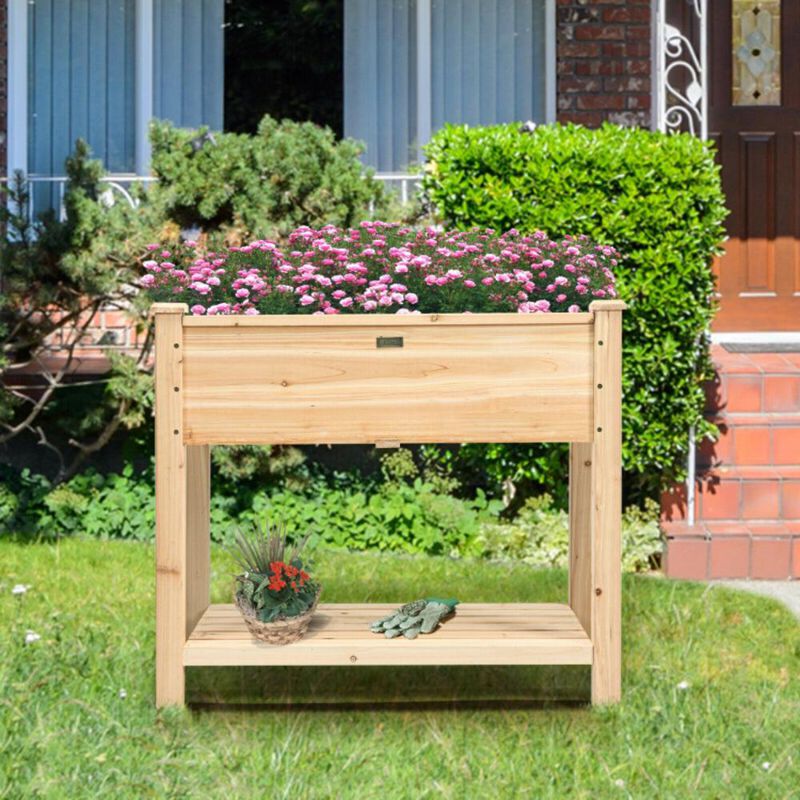Hivvago Raised Garden Elevated Wood Planter Box Stand