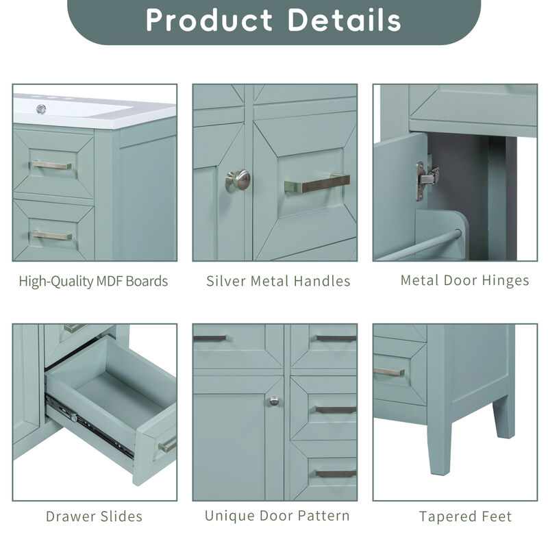 30" Freestanding Bathroom Vanity Base Without Sink image number 8