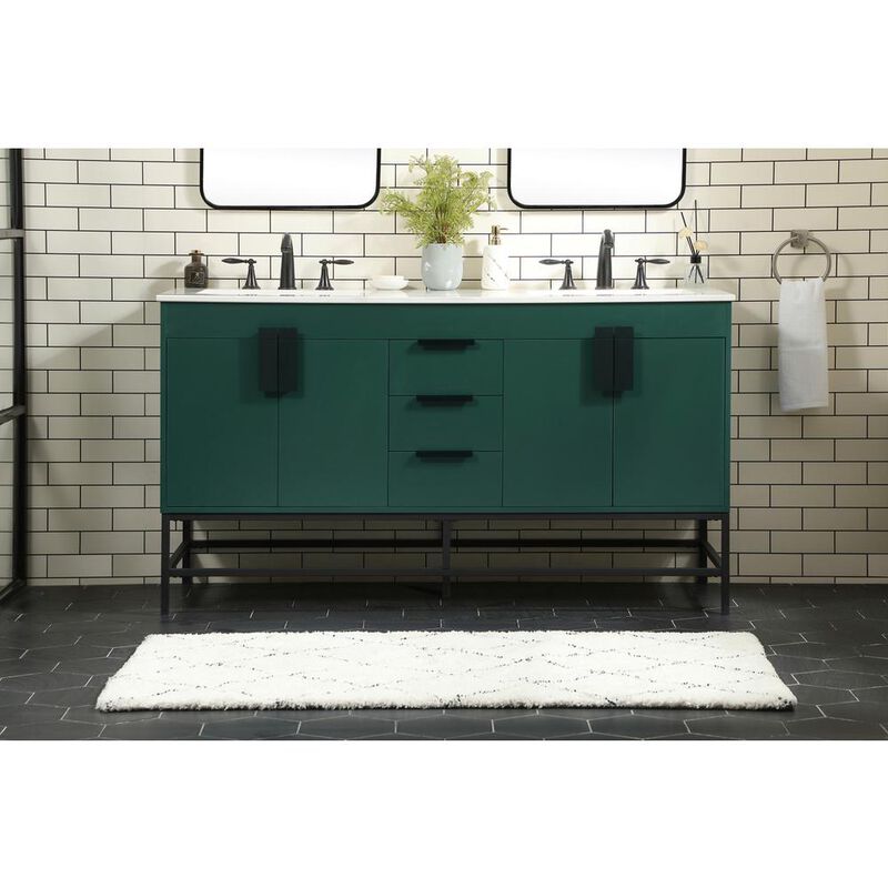 Elegant Kitchen and Bath 60 inch double bathroom vanity in green