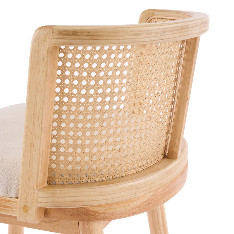 Christopher Knight Home Lyric Modern Woven Rattan Rubberwood Upholstered Counter Stools with Rattan Curved Backrest (Set of 4) image number 8