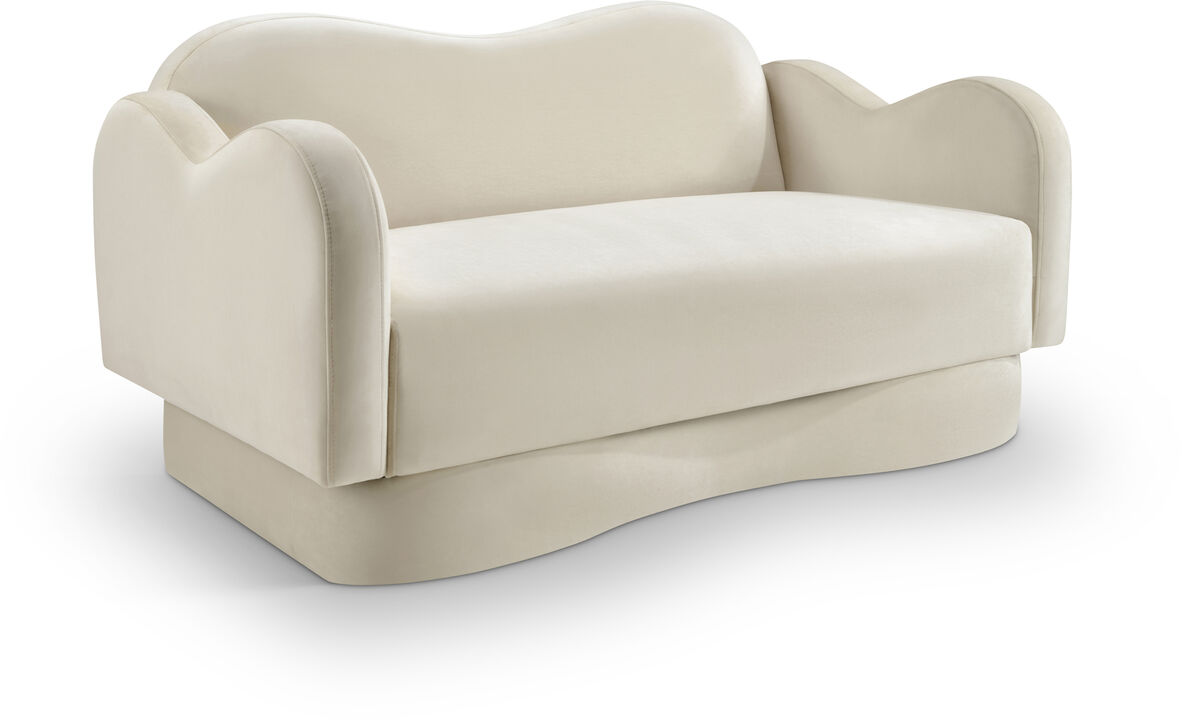 Meridian Furniture Bloom Cream Velvet Loveseat