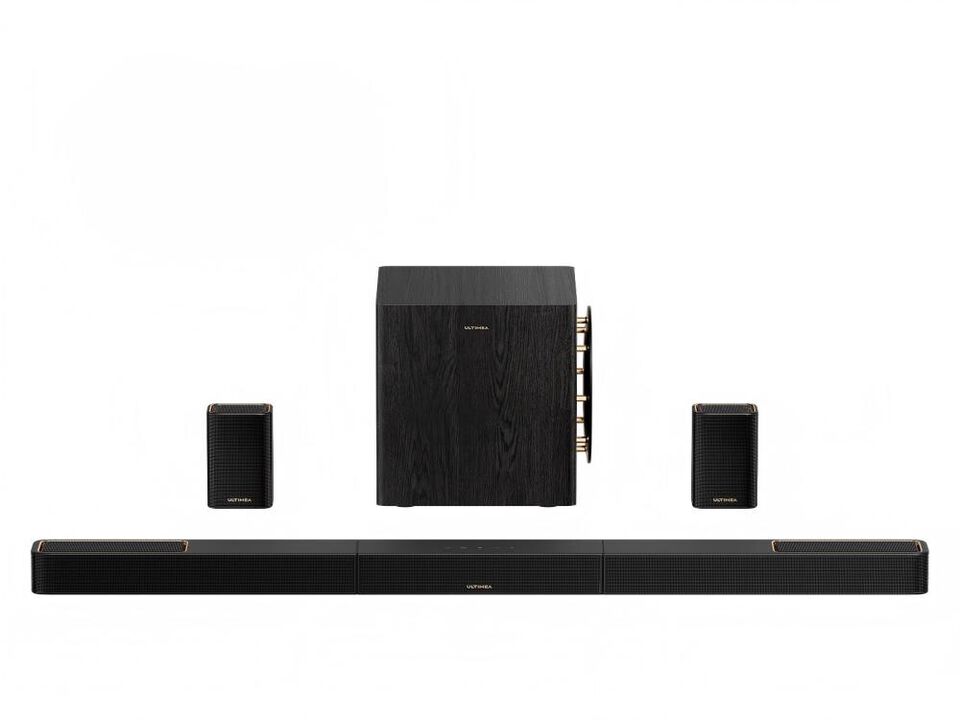 ULTIMEA Skywave Series 5.1.4ch Wireless Surround Sound System, 760W Dolby Atmos Sound Bar with 8" Subwoofer,2 Wireless Surround Speakers