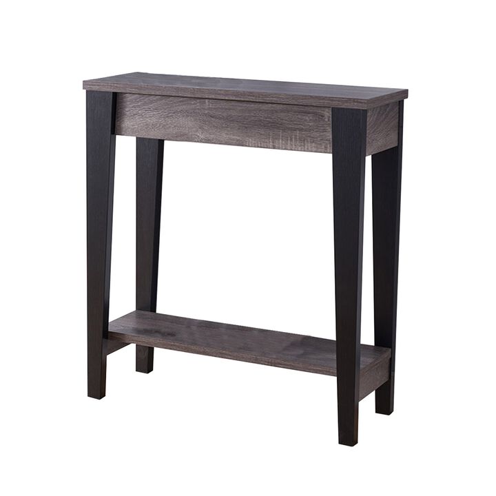 Wooden Console Table With Bottom Shelf, Black And Gray-Benzara