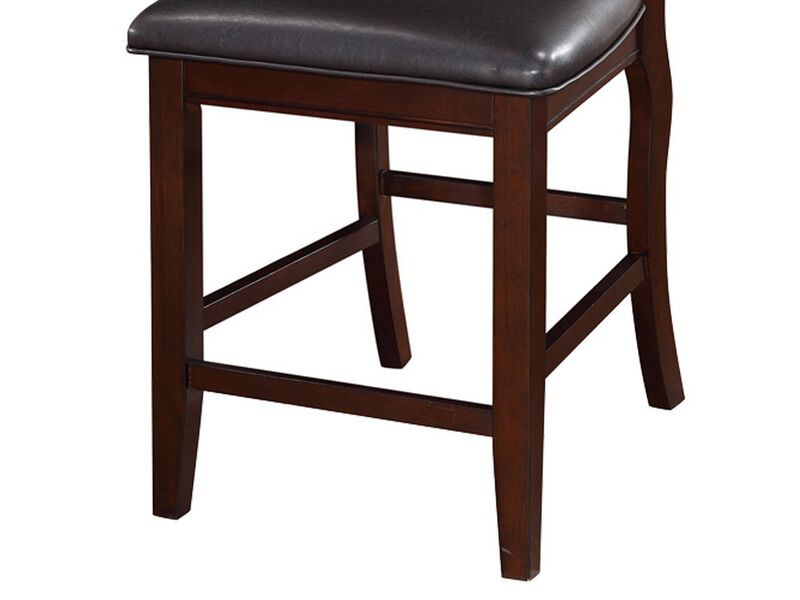 Wooden Armless High Chair, Espresso Brown & Black, Set of 2 - Benzara